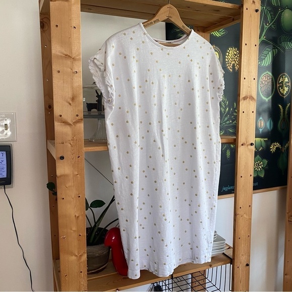 Boden White Metallic Gold Dots Faye Jersey T-shirt Dress - Picture 8 of 16